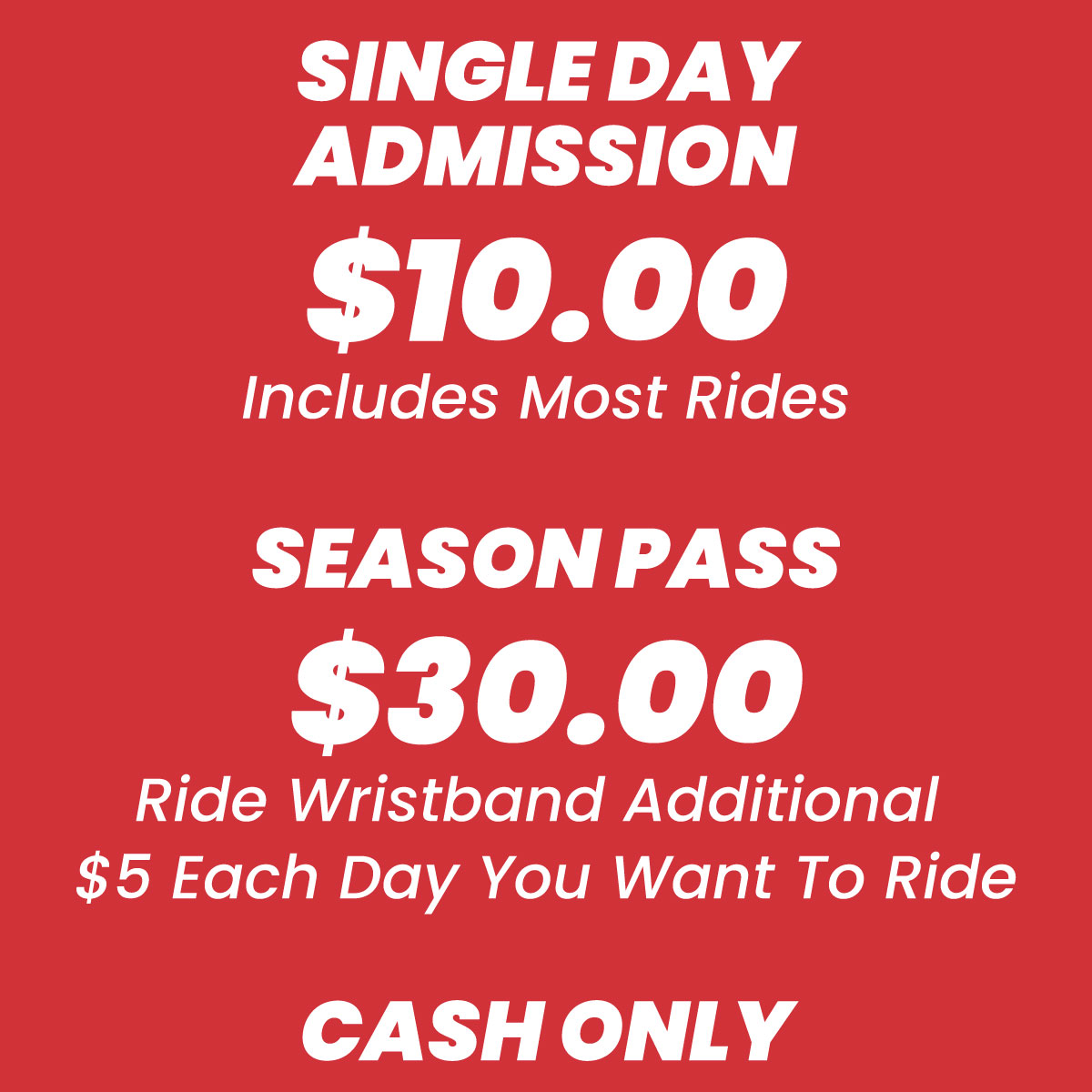 Clinton County Fair Ticket Prices: Single Day Admission $10, Season Pass $30